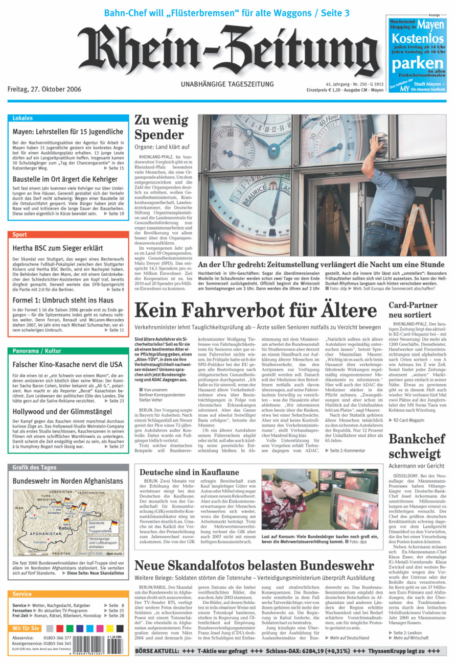Rhein-Zeitung Andernach & Mayen vom Freitag, 27.10.2006
