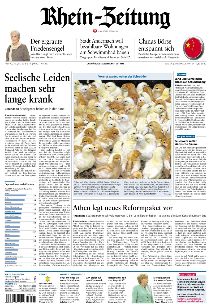 Rhein-Zeitung Andernach & Mayen vom Freitag, 10.07.2015