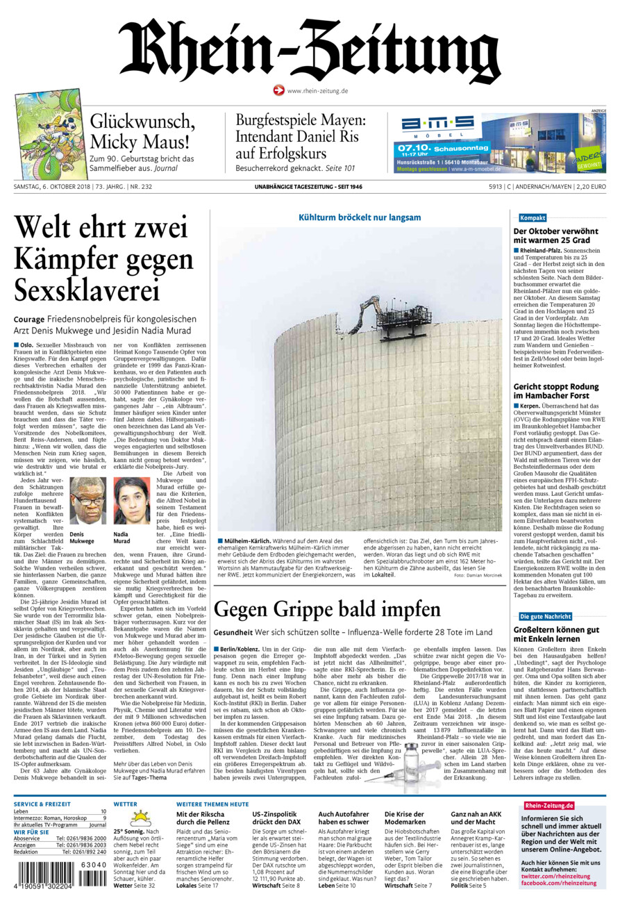 Rhein-Zeitung Andernach & Mayen vom Samstag, 06.10.2018