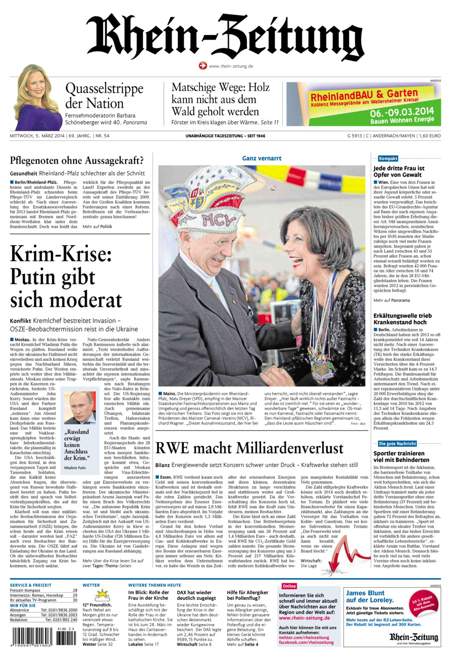 Rhein-Zeitung Andernach & Mayen vom Mittwoch, 05.03.2014