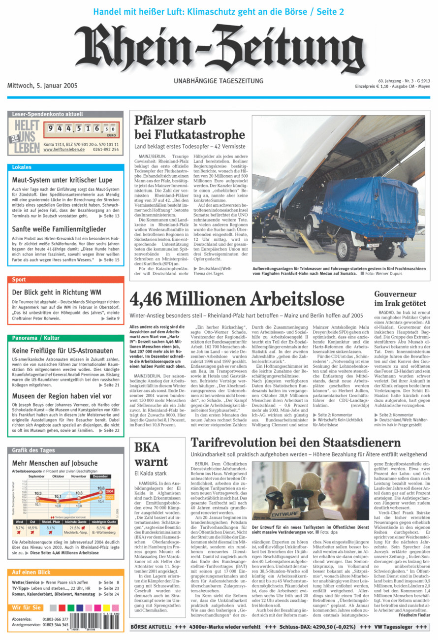 Rhein-Zeitung Andernach & Mayen vom Mittwoch, 05.01.2005