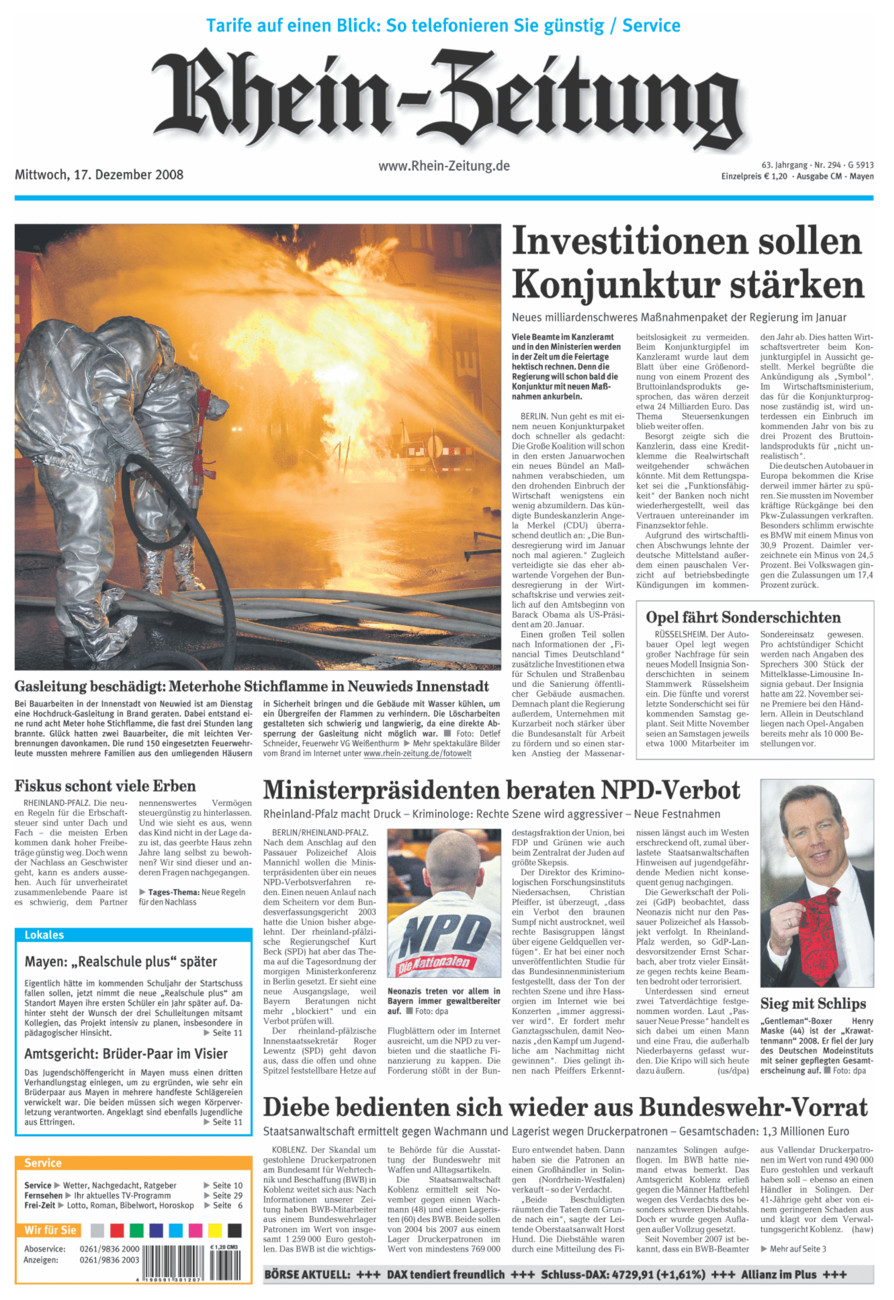 Rhein-Zeitung Andernach & Mayen vom Mittwoch, 17.12.2008