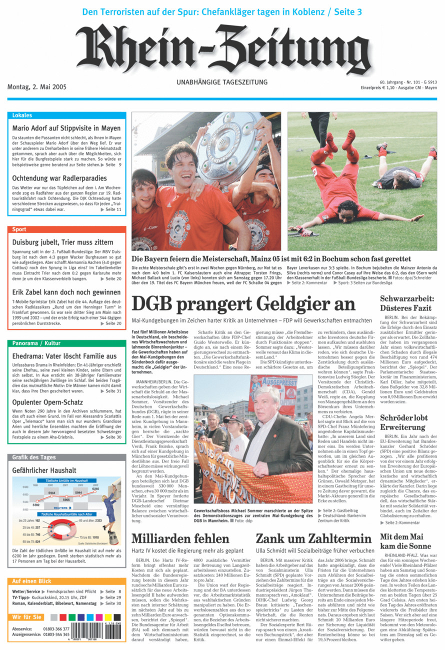 Rhein-Zeitung Andernach & Mayen vom Montag, 02.05.2005