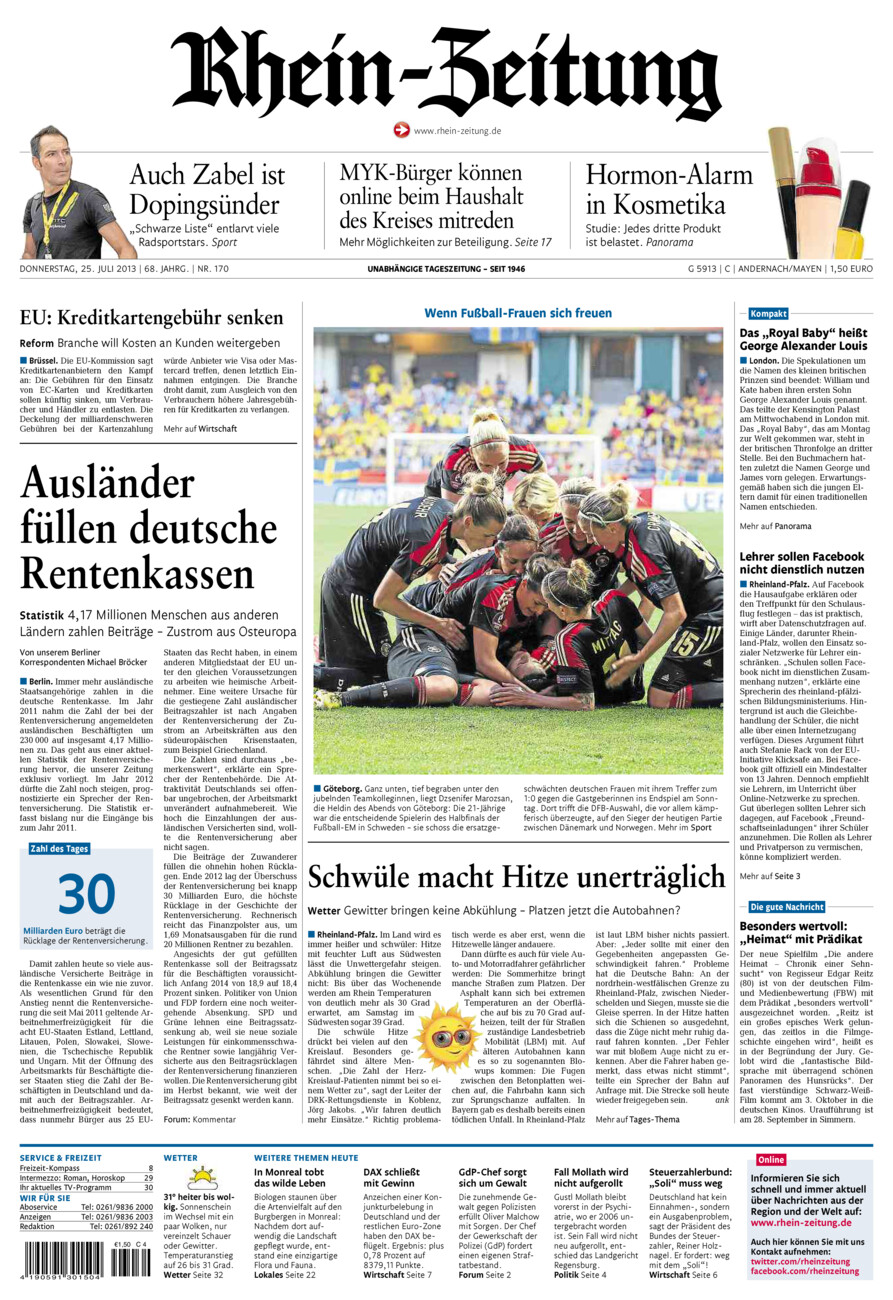 Rhein-Zeitung Andernach & Mayen vom Donnerstag, 25.07.2013