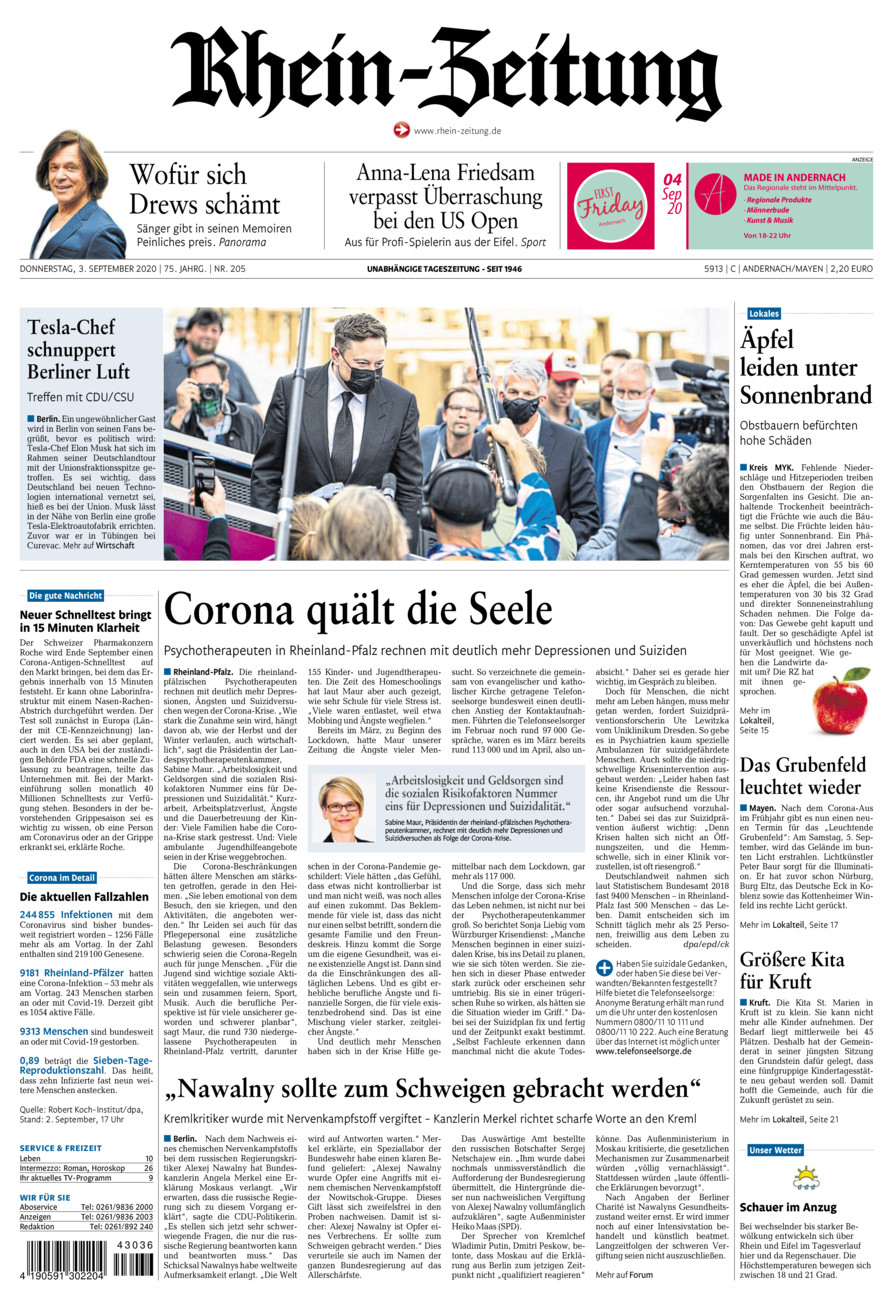 Rhein-Zeitung Andernach & Mayen vom Donnerstag, 03.09.2020