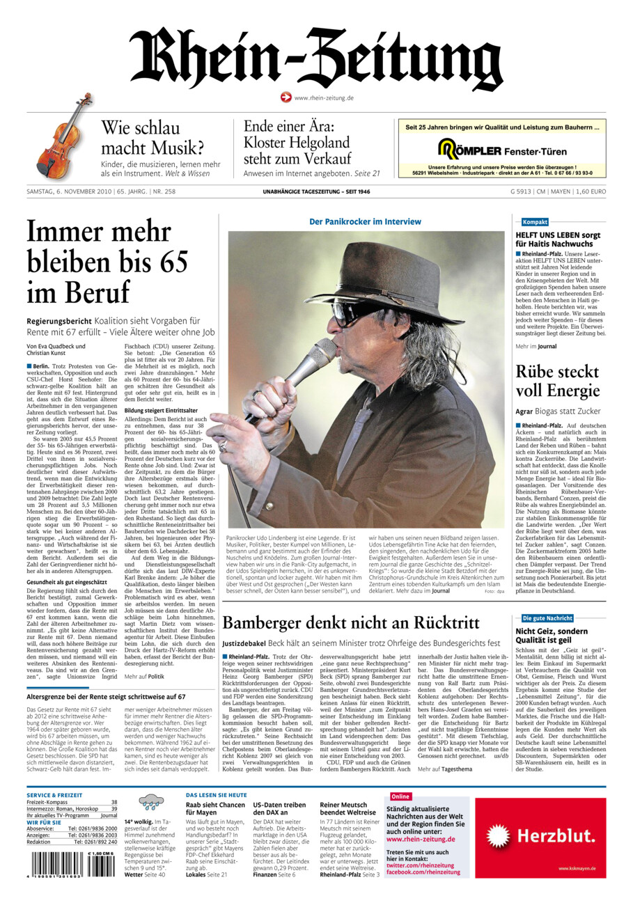 Rhein-Zeitung Andernach & Mayen vom Samstag, 06.11.2010