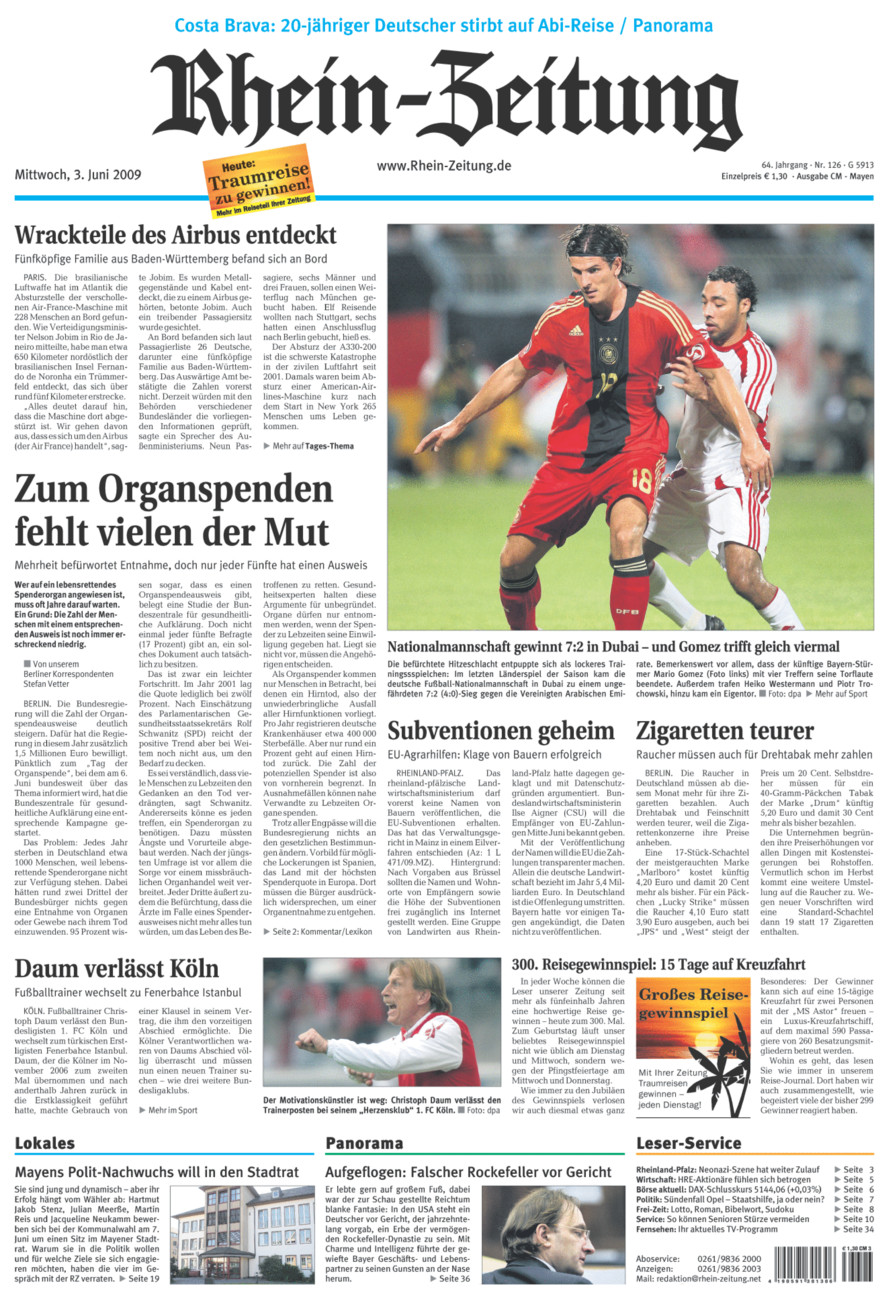 Rhein-Zeitung Andernach & Mayen vom Mittwoch, 03.06.2009