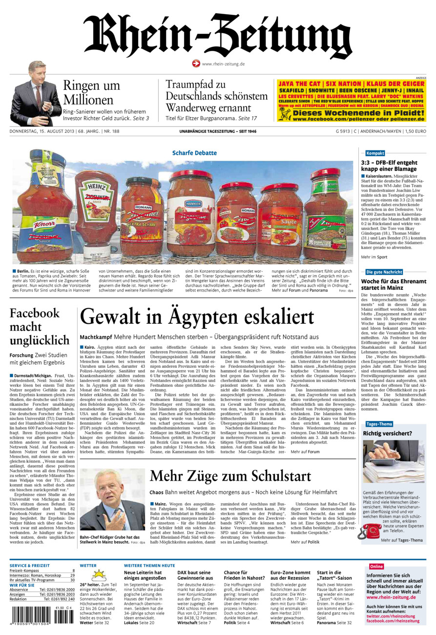 Rhein-Zeitung Andernach & Mayen vom Donnerstag, 15.08.2013