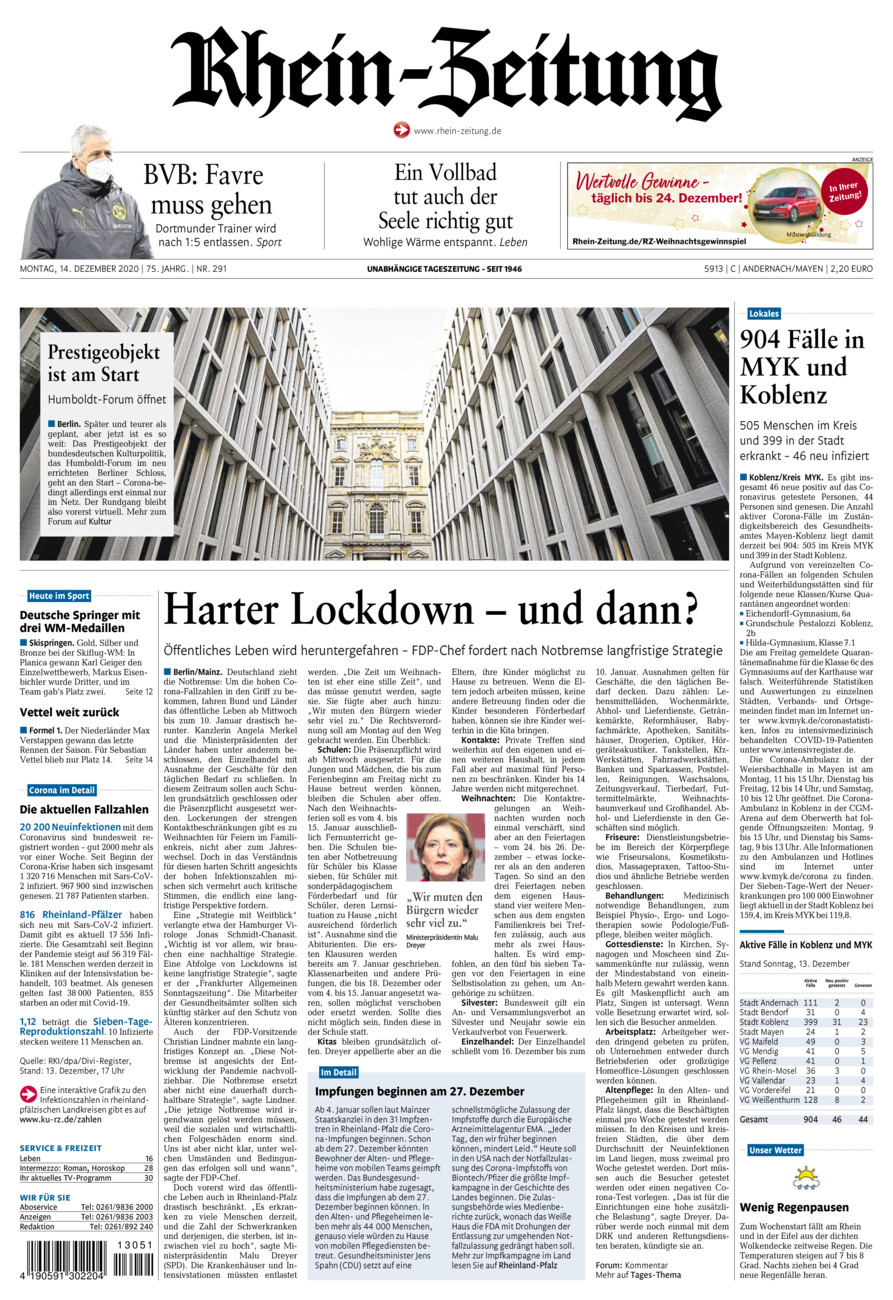 Rhein-Zeitung Andernach & Mayen vom Montag, 14.12.2020