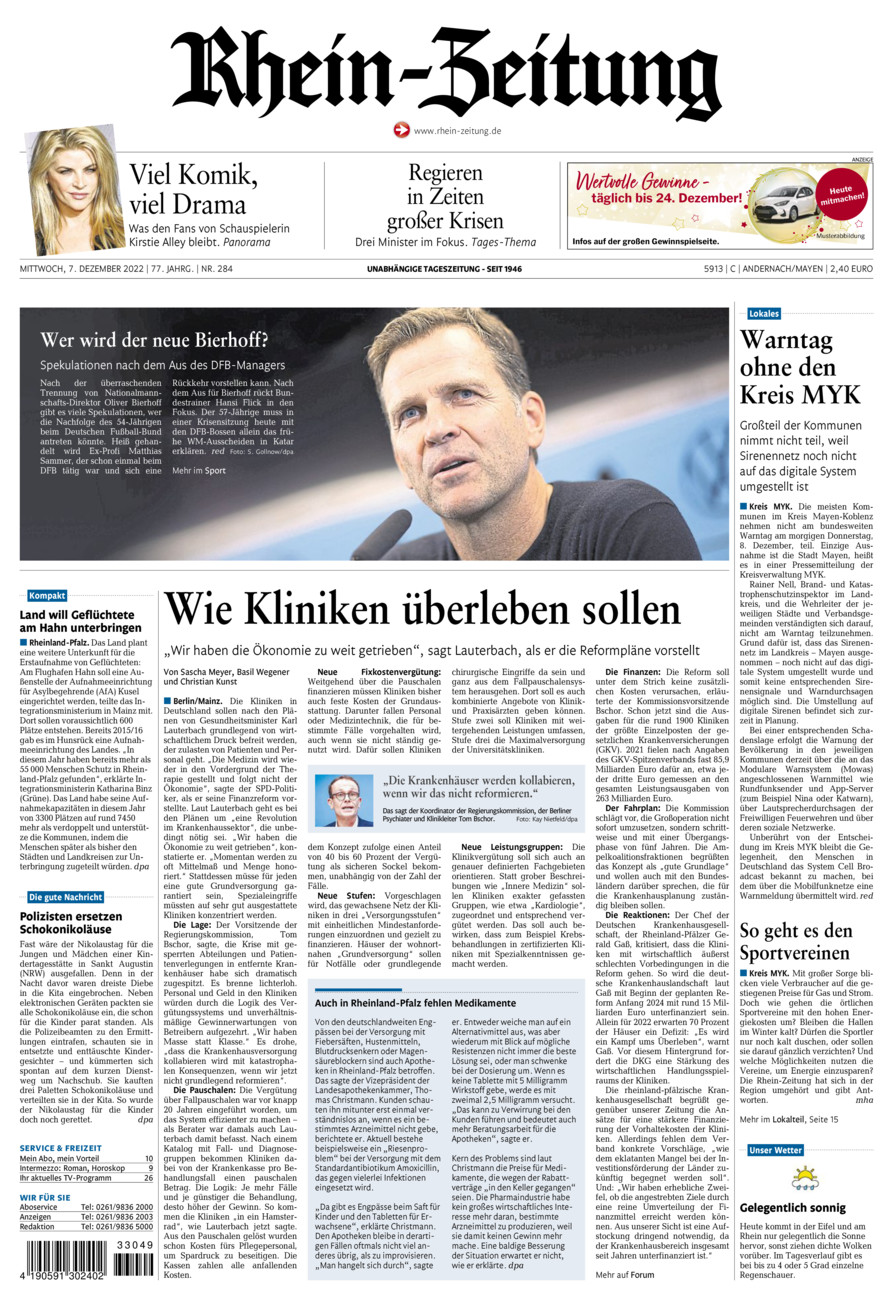 Rhein-Zeitung Andernach & Mayen vom Mittwoch, 07.12.2022