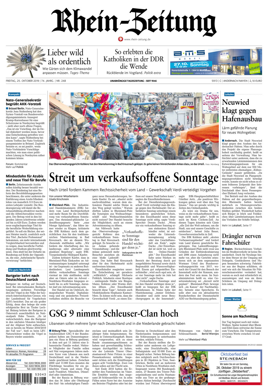 Rhein-Zeitung Andernach & Mayen vom Freitag, 25.10.2019