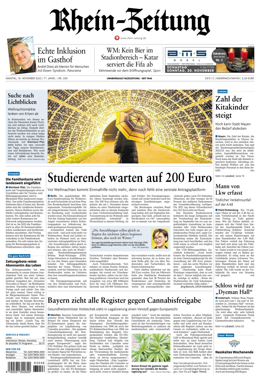 Rhein-Zeitung Andernach & Mayen vom Samstag, 19.11.2022
