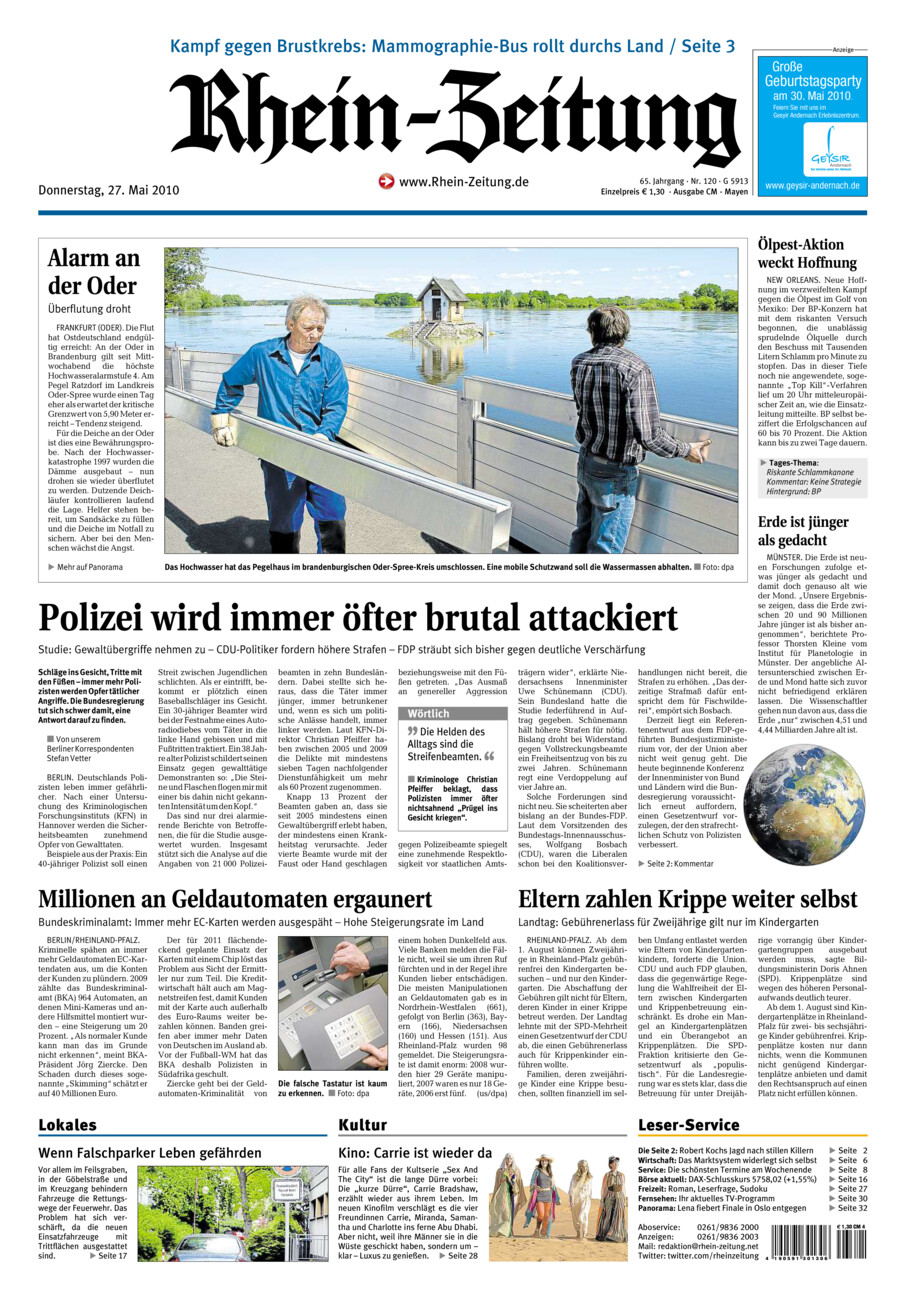 Rhein-Zeitung Andernach & Mayen vom Donnerstag, 27.05.2010