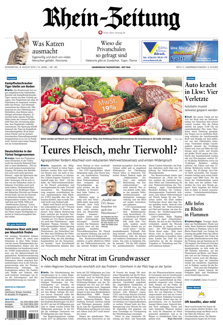Rhein-Zeitung Andernach & Mayen vom Donnerstag, 08.08.2019