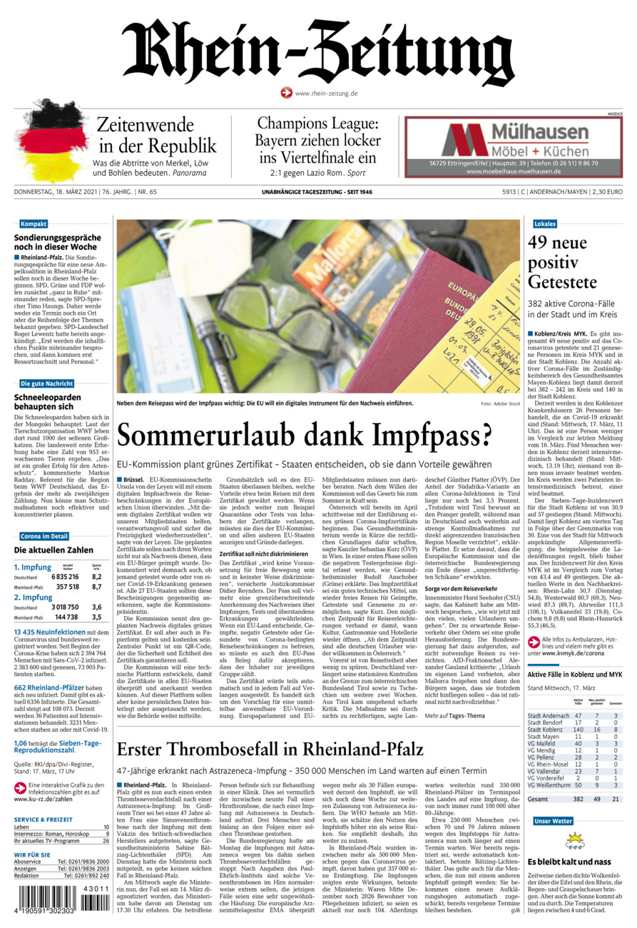 Rhein-Zeitung Andernach & Mayen vom Donnerstag, 18.03.2021