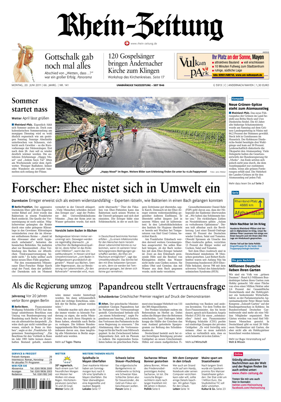 Rhein-Zeitung Andernach & Mayen vom Montag, 20.06.2011