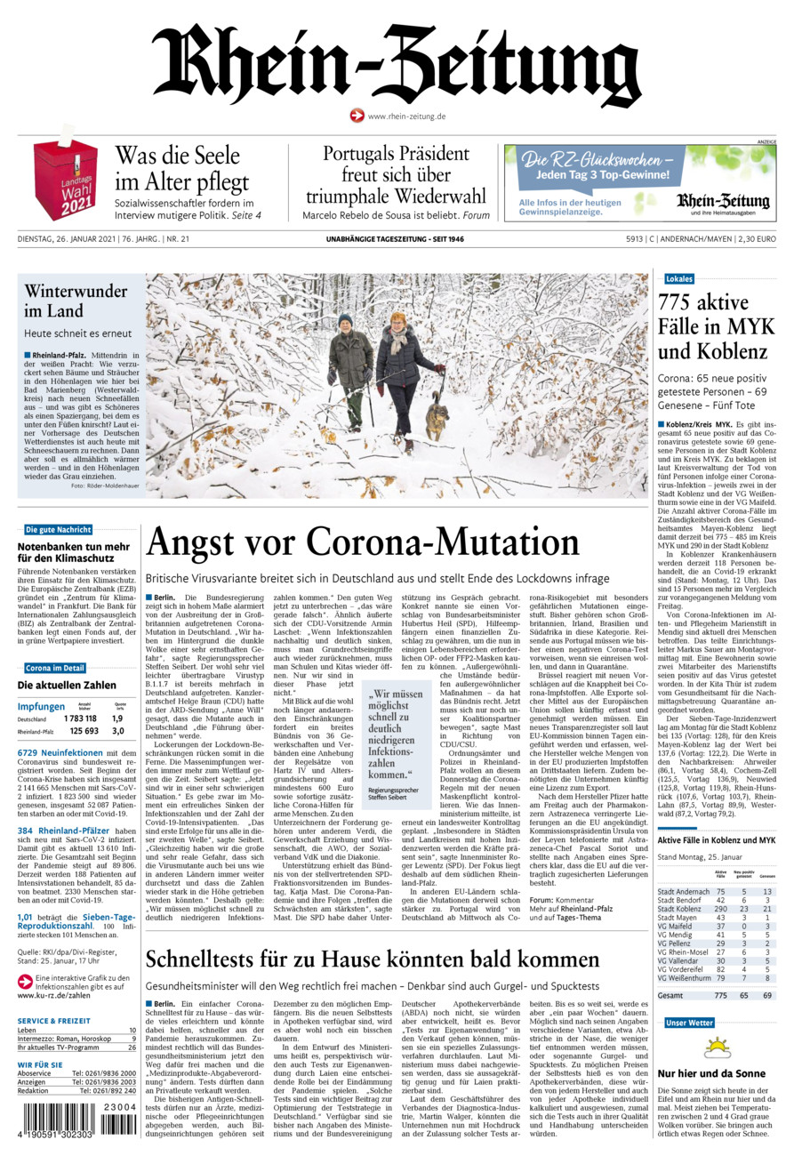 Rhein-Zeitung Andernach & Mayen vom Dienstag, 26.01.2021