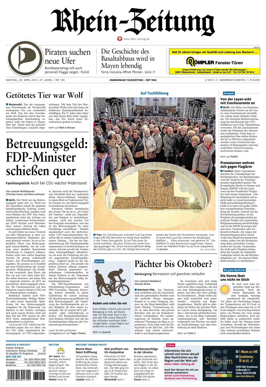 Rhein-Zeitung Andernach & Mayen vom Samstag, 28.04.2012