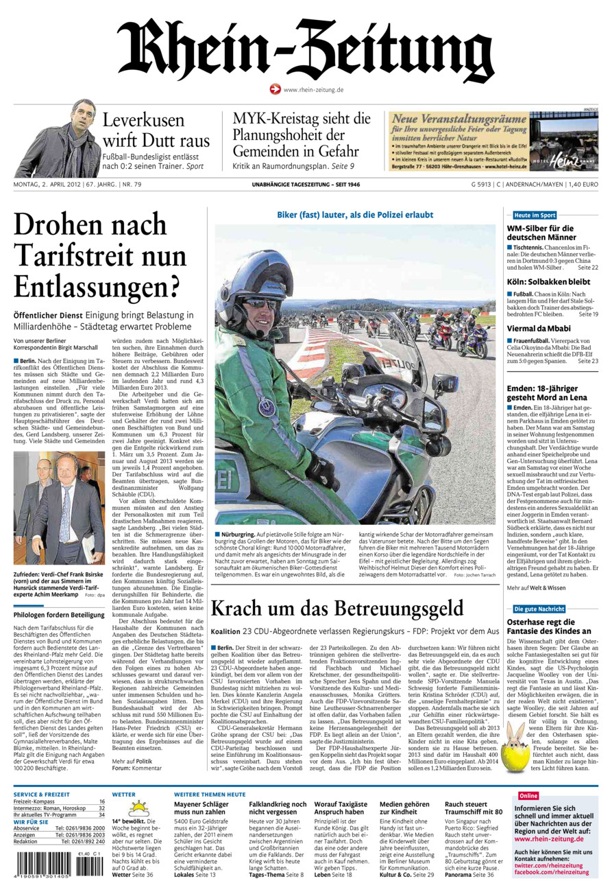 Rhein-Zeitung Andernach & Mayen vom Montag, 02.04.2012