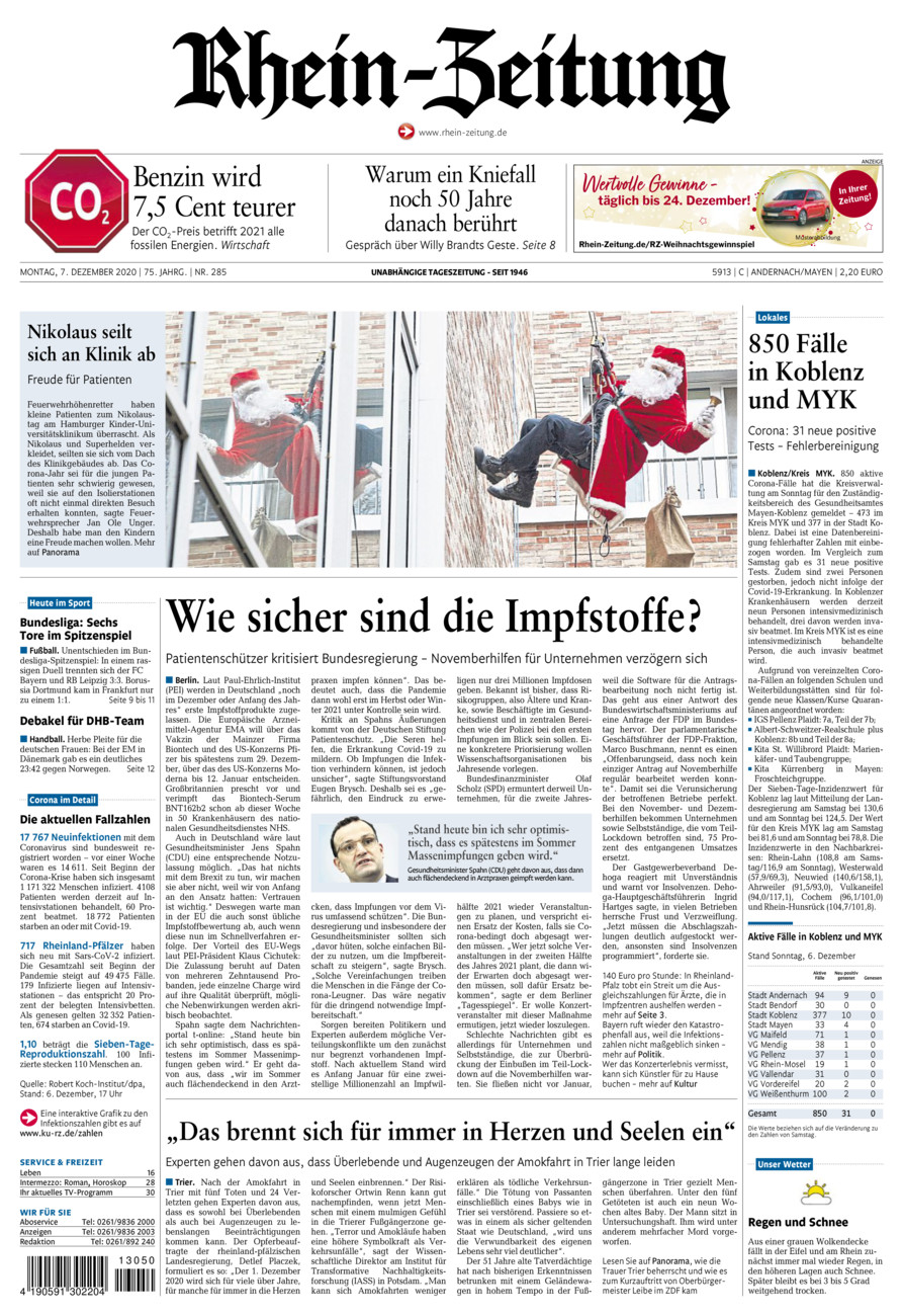Rhein-Zeitung Andernach & Mayen vom Montag, 07.12.2020