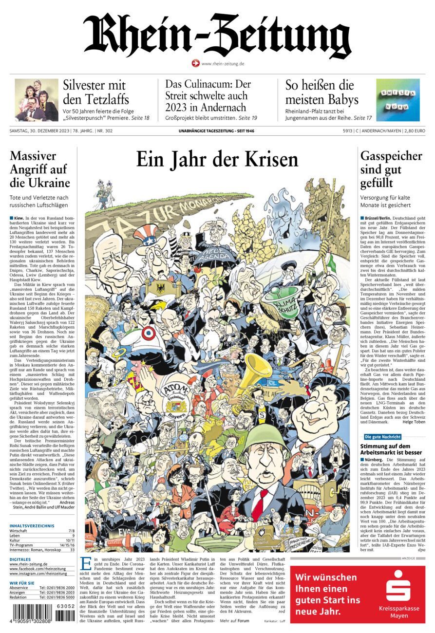 Rhein-Zeitung Andernach & Mayen vom Samstag, 30.12.2023
