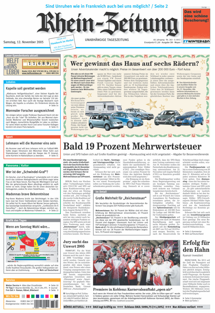 Rhein-Zeitung Andernach & Mayen vom Samstag, 12.11.2005