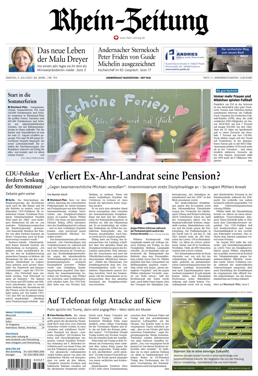 Rhein-Zeitung Andernach & Mayen vom Samstag, 05.07.2025