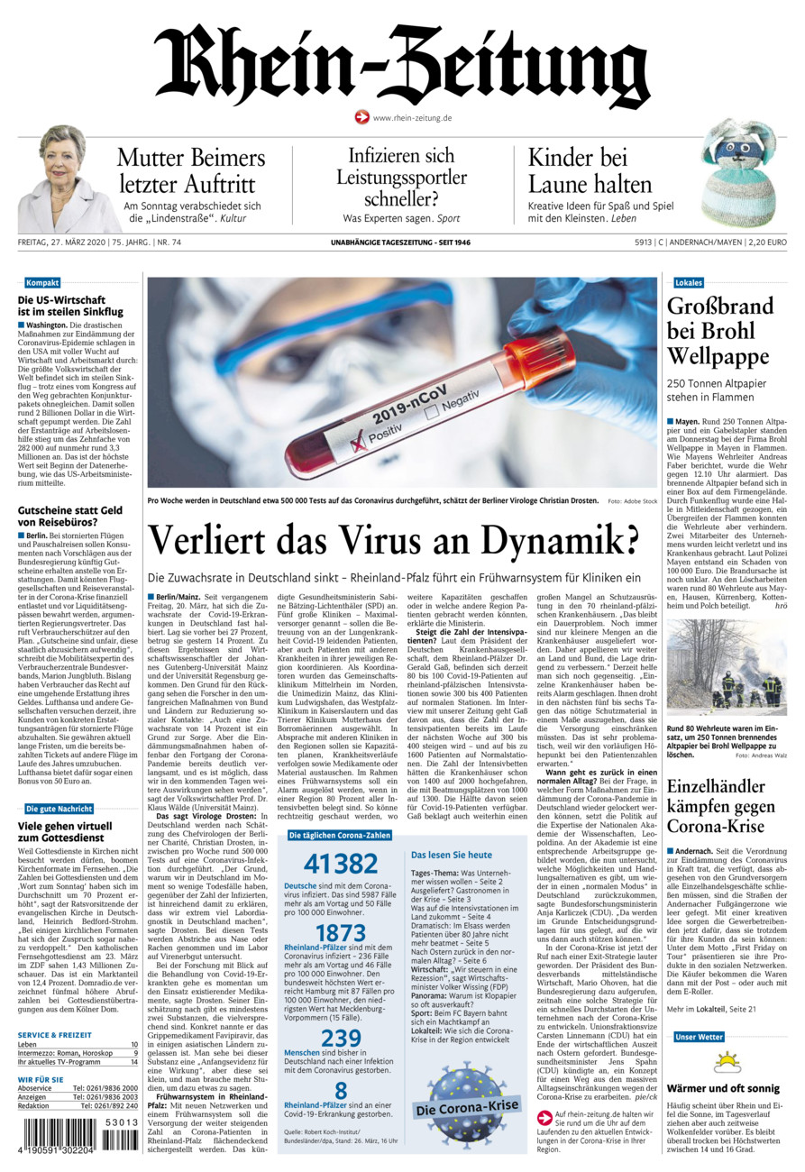 Rhein-Zeitung Andernach & Mayen vom Freitag, 27.03.2020