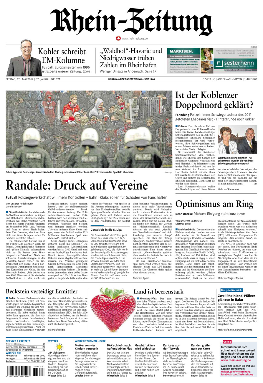 Rhein-Zeitung Andernach & Mayen vom Freitag, 25.05.2012