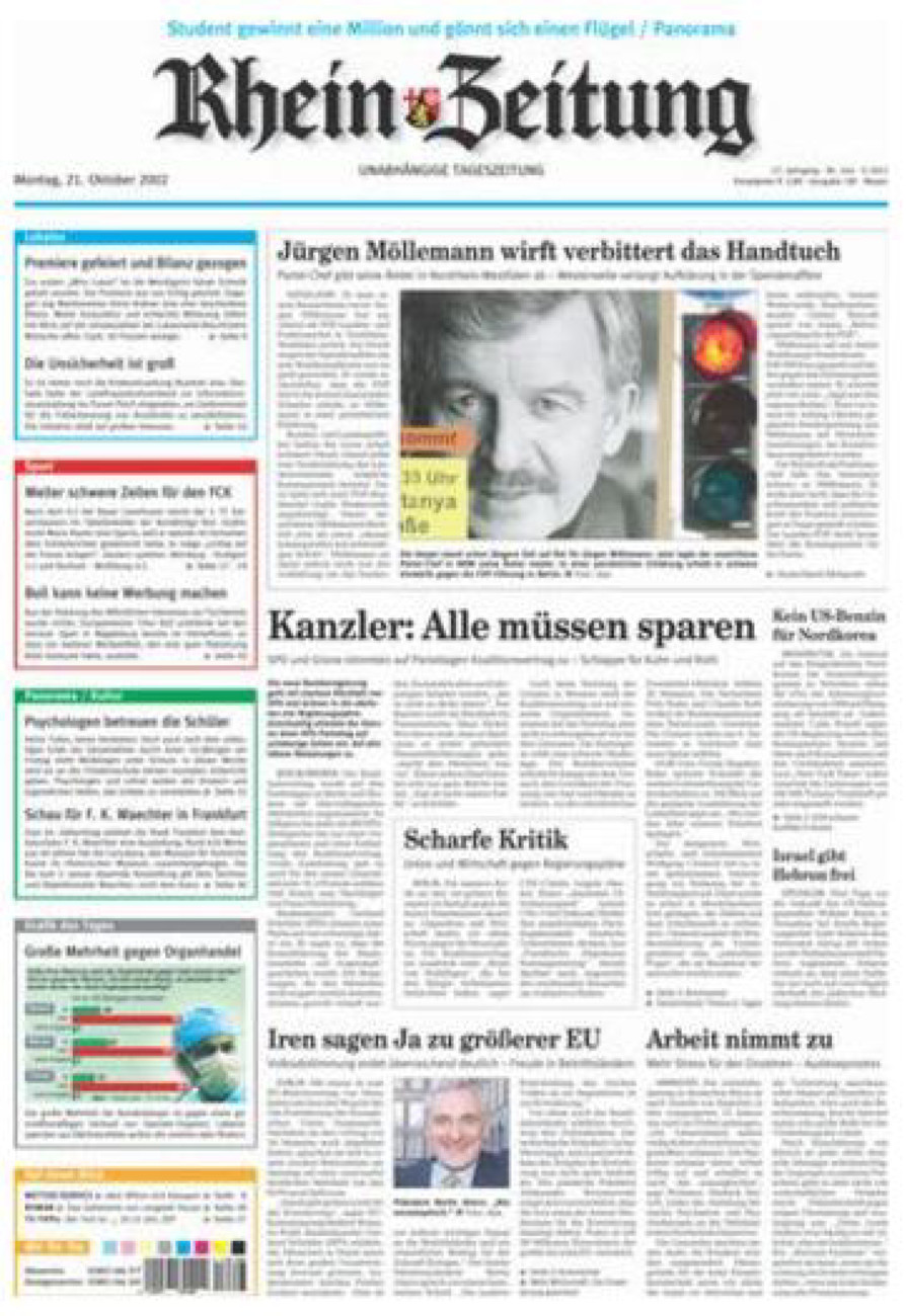 Rhein-Zeitung Andernach & Mayen vom Montag, 21.10.2002