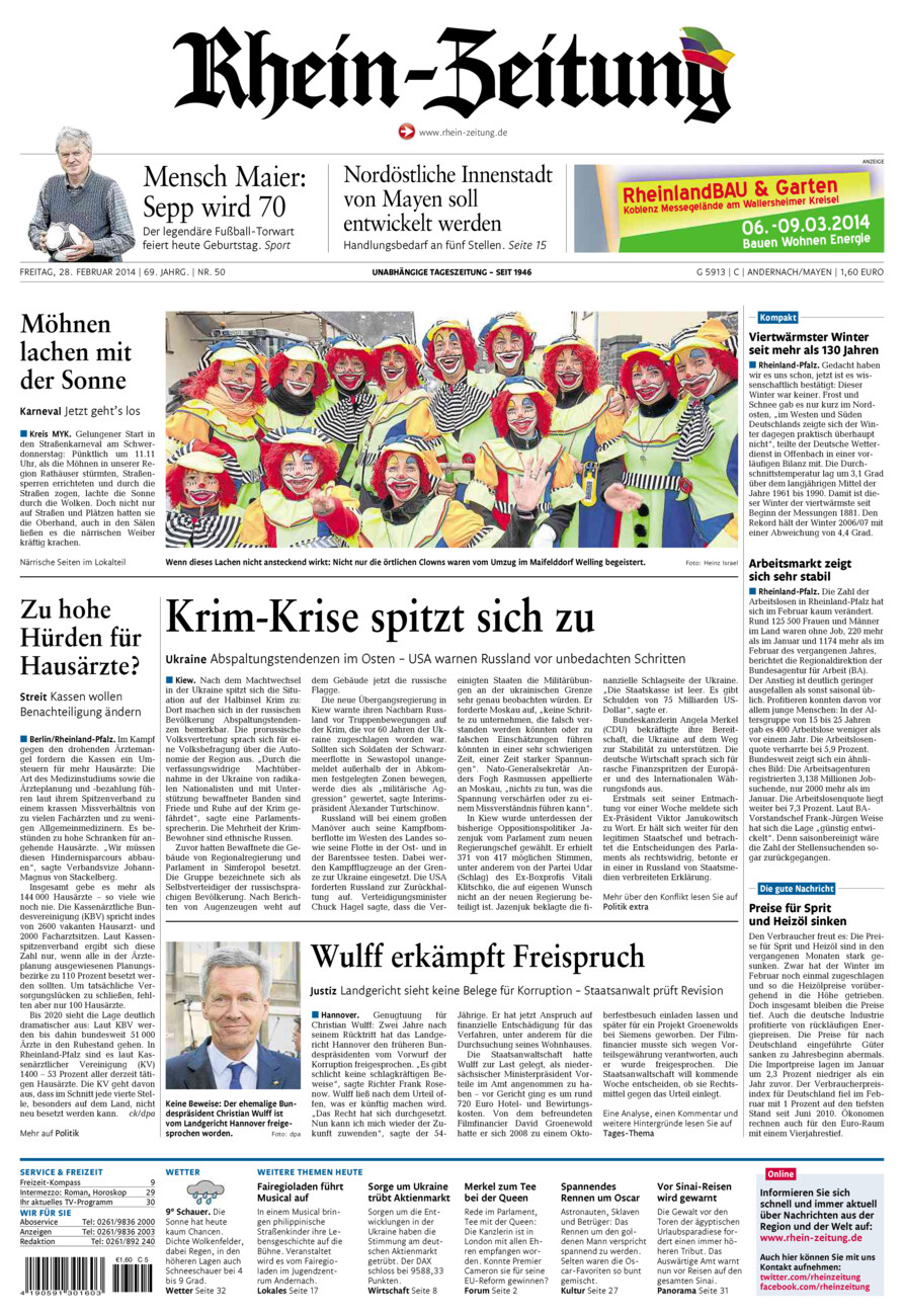 Rhein-Zeitung Andernach & Mayen vom Freitag, 28.02.2014