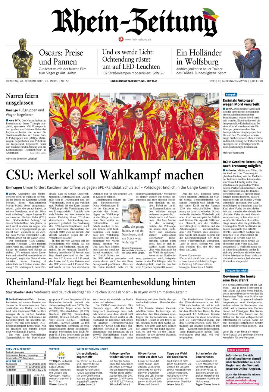Rhein-Zeitung Andernach & Mayen vom Dienstag, 28.02.2017