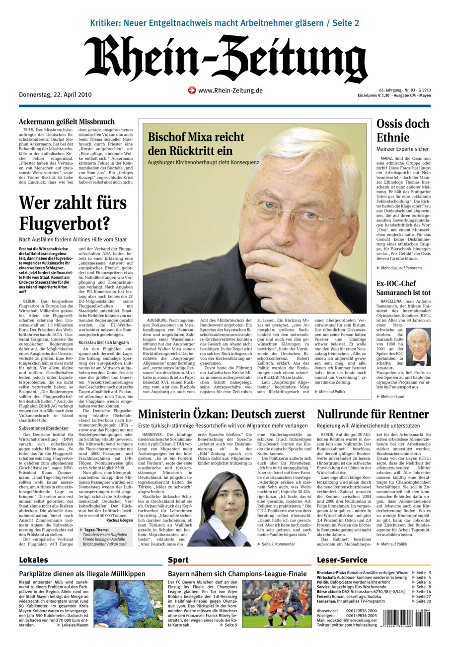 Rhein-Zeitung Andernach & Mayen vom Donnerstag, 22.04.2010