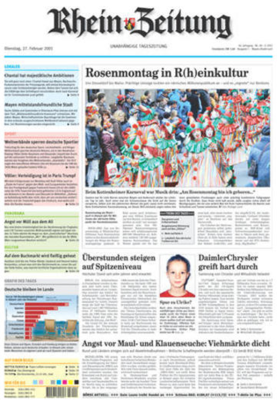 Rhein-Zeitung Andernach & Mayen vom Dienstag, 27.02.2001