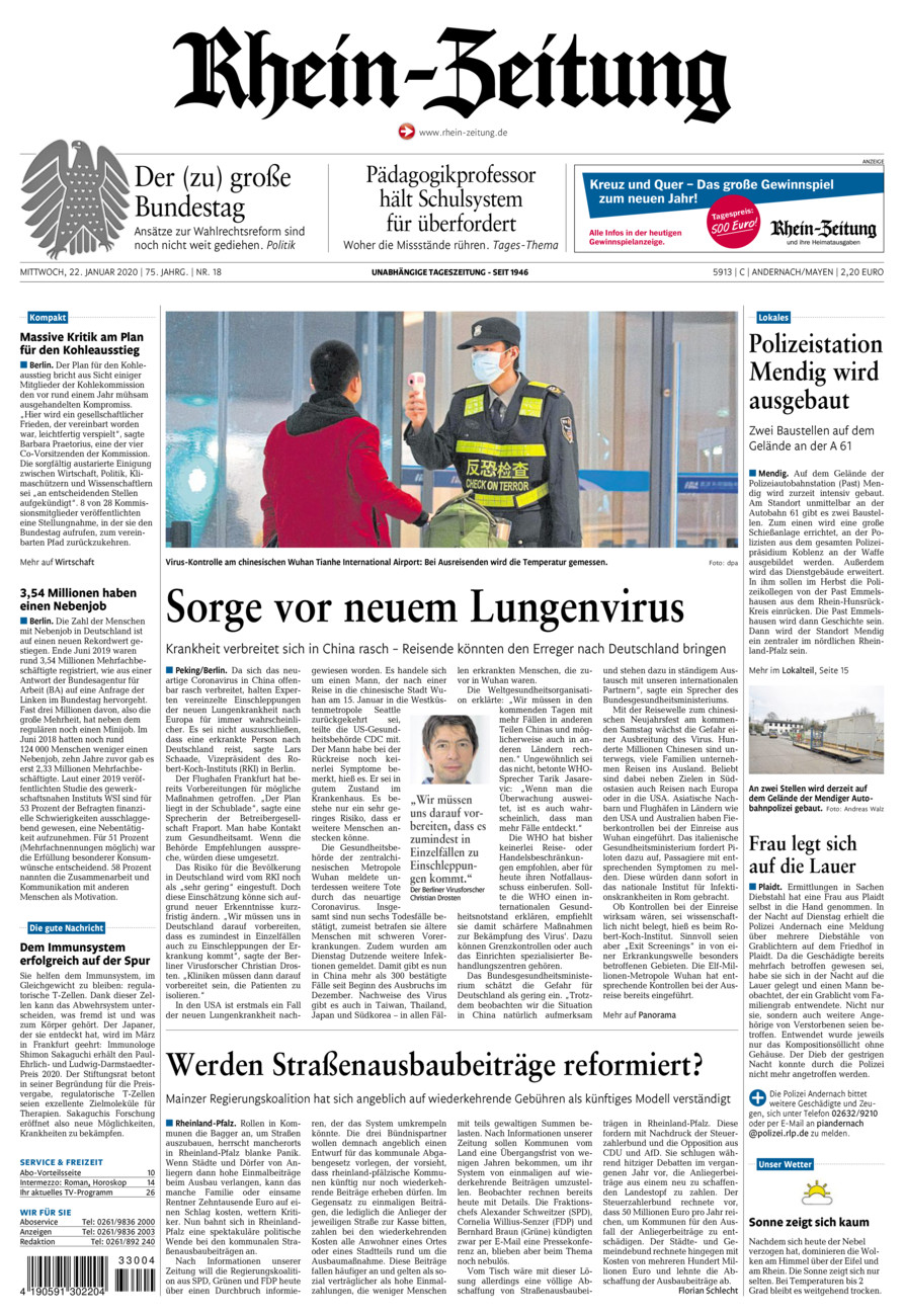 Rhein-Zeitung Andernach & Mayen vom Mittwoch, 22.01.2020
