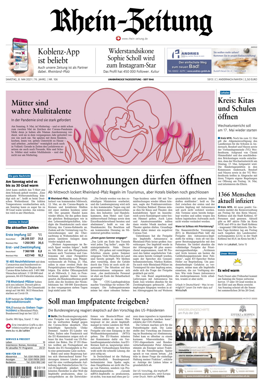 Rhein-Zeitung Andernach & Mayen vom Samstag, 08.05.2021