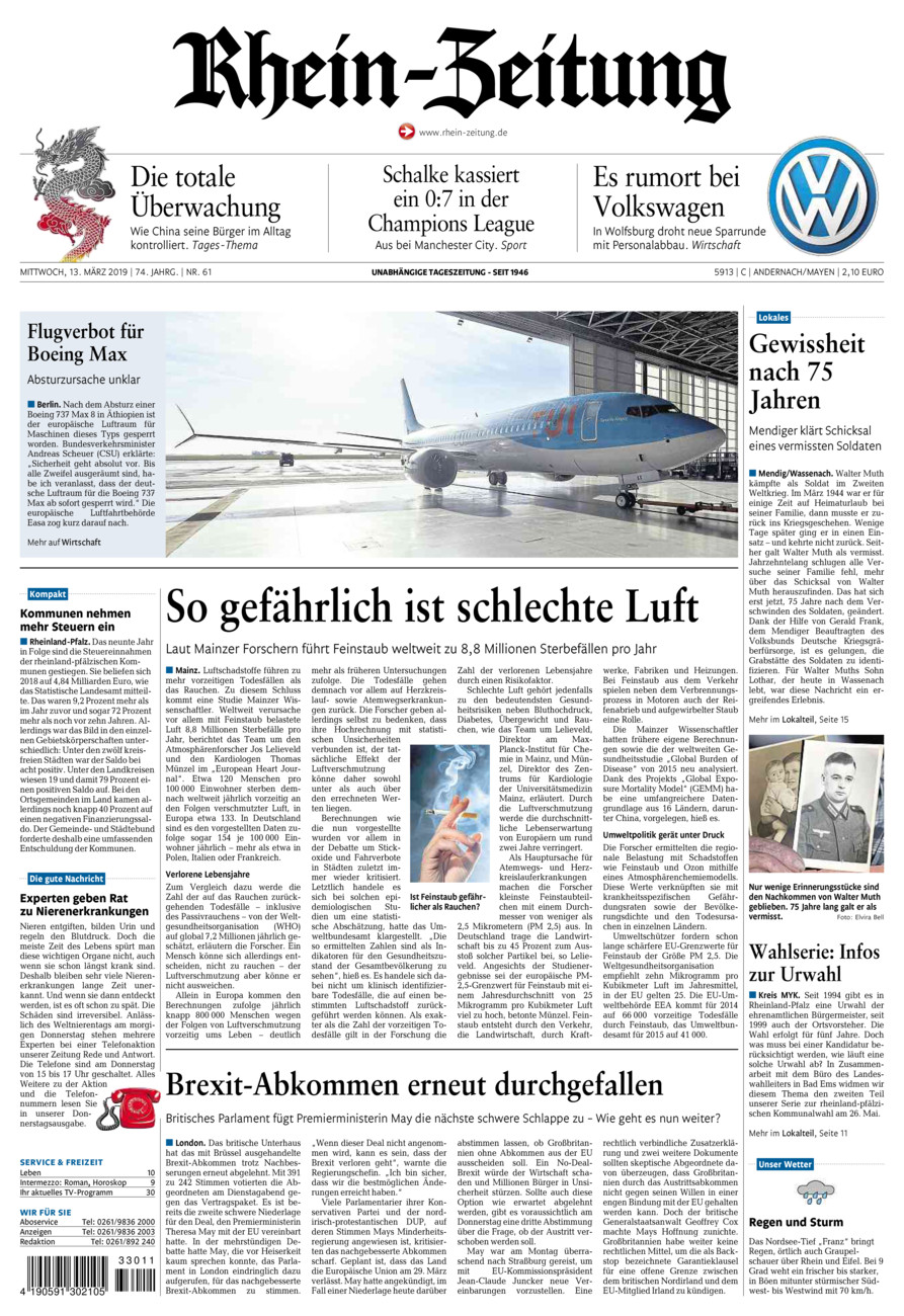 Rhein-Zeitung Andernach & Mayen vom Mittwoch, 13.03.2019