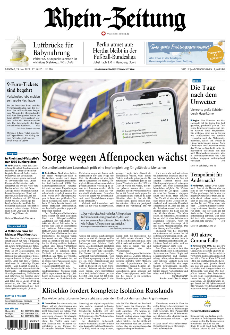 Rhein-Zeitung Andernach & Mayen vom Dienstag, 24.05.2022
