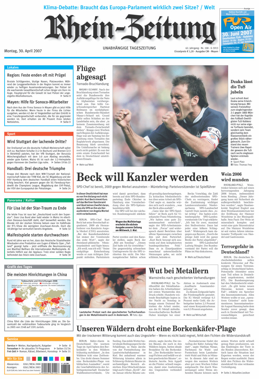 Rhein-Zeitung Andernach & Mayen vom Montag, 30.04.2007