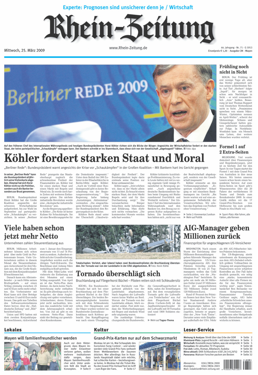 Rhein-Zeitung Andernach & Mayen vom Mittwoch, 25.03.2009