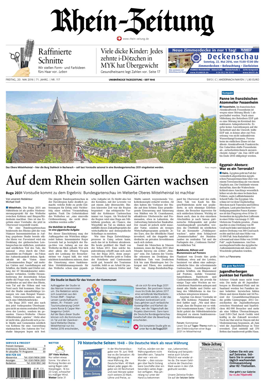 Rhein-Zeitung Andernach & Mayen vom Freitag, 20.05.2016