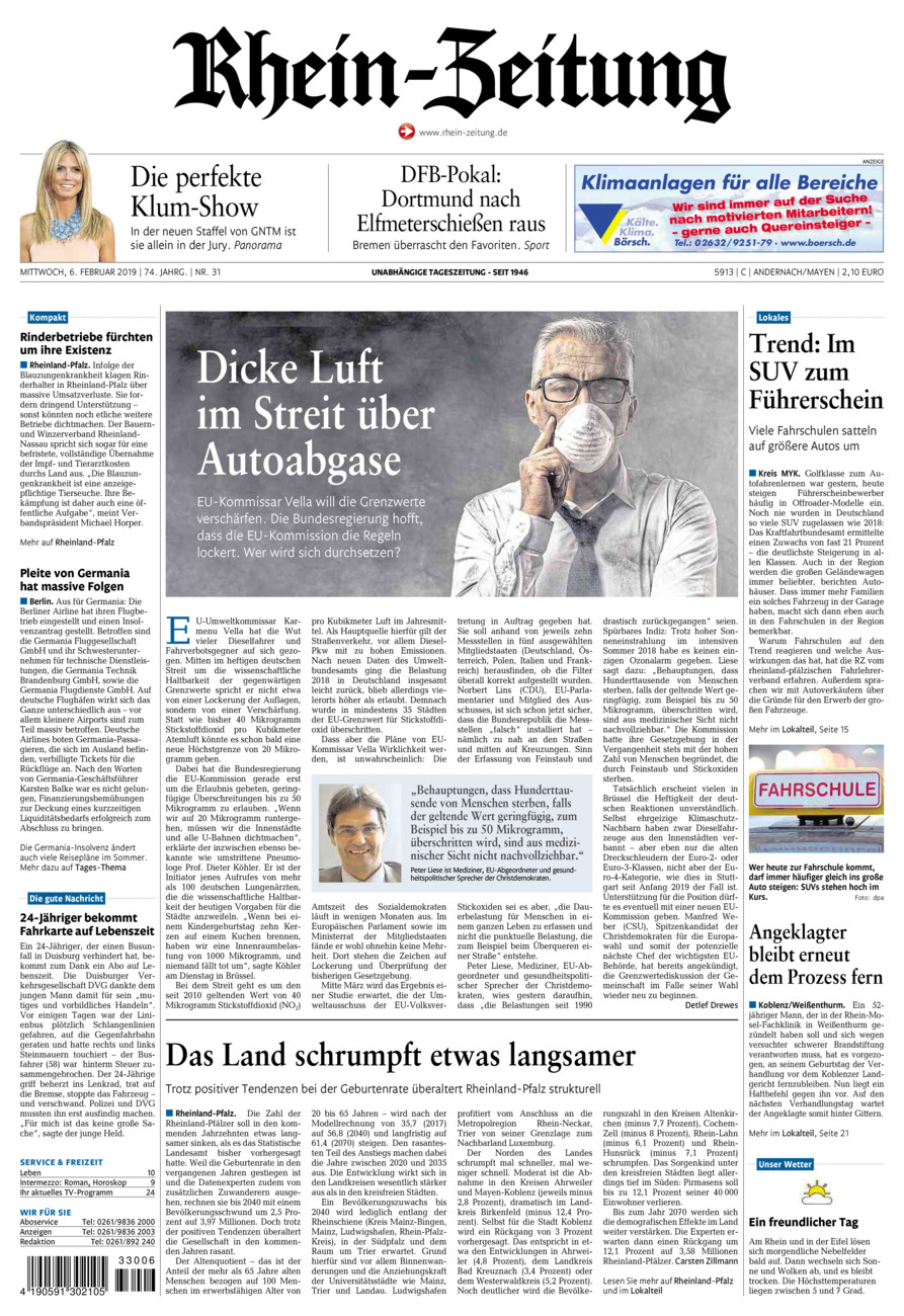 Rhein-Zeitung Andernach & Mayen vom Mittwoch, 06.02.2019