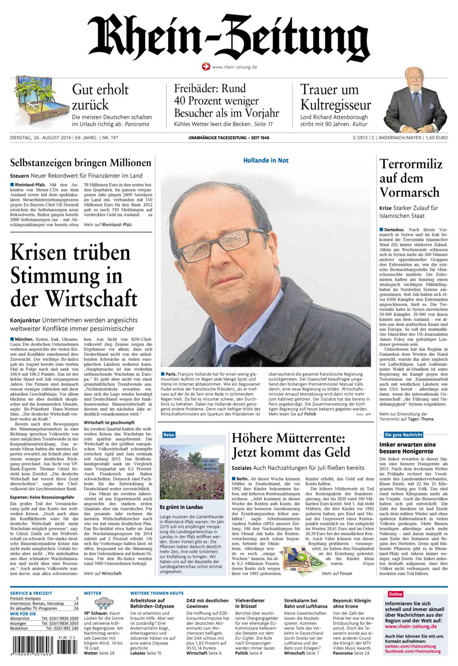 Rhein-Zeitung Andernach & Mayen vom Dienstag, 26.08.2014