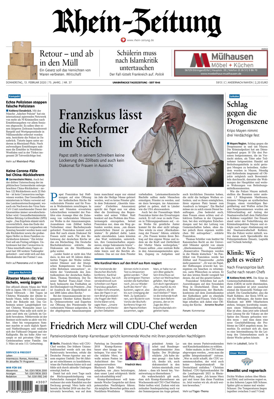 Rhein-Zeitung Andernach & Mayen vom Donnerstag, 13.02.2020