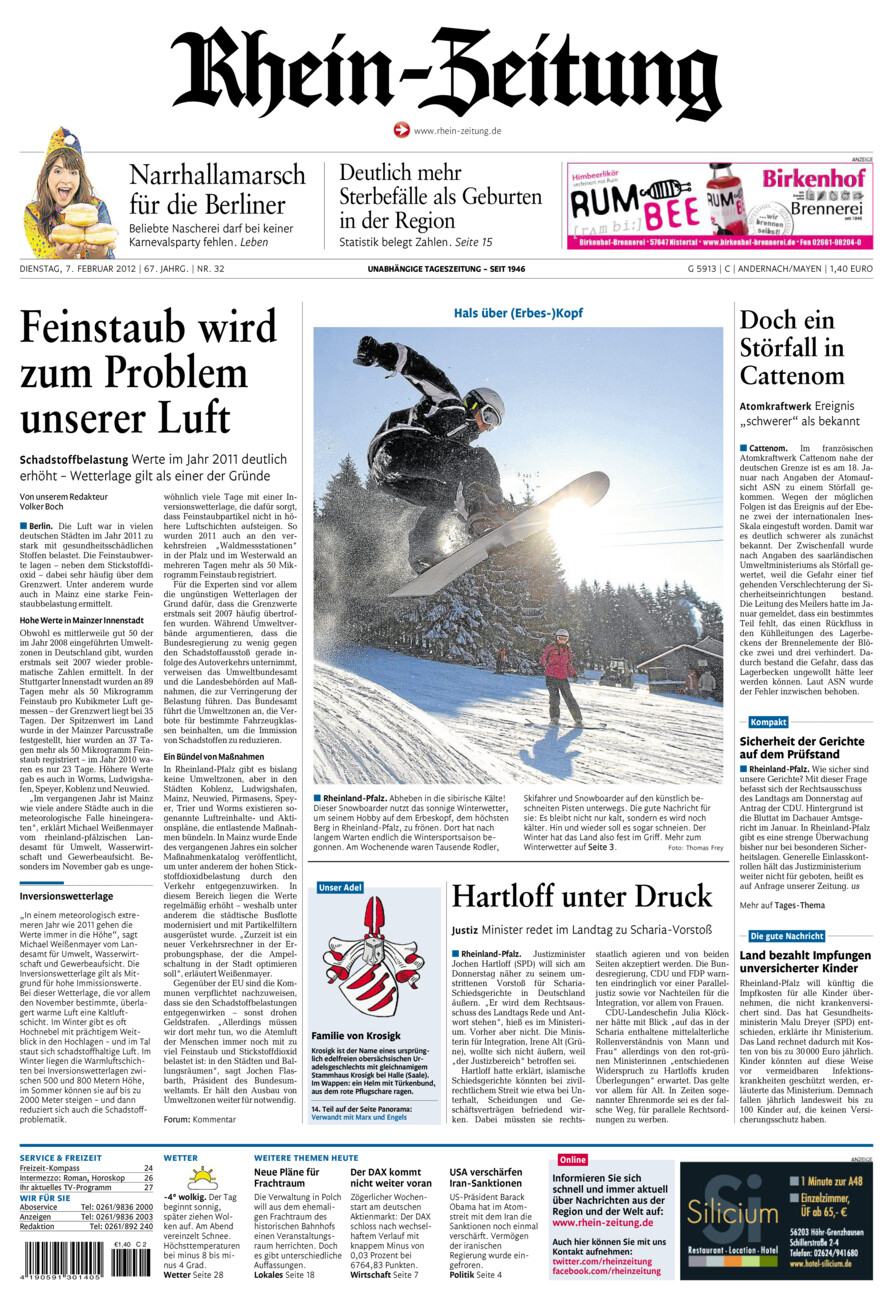 Rhein-Zeitung Andernach & Mayen vom Dienstag, 07.02.2012