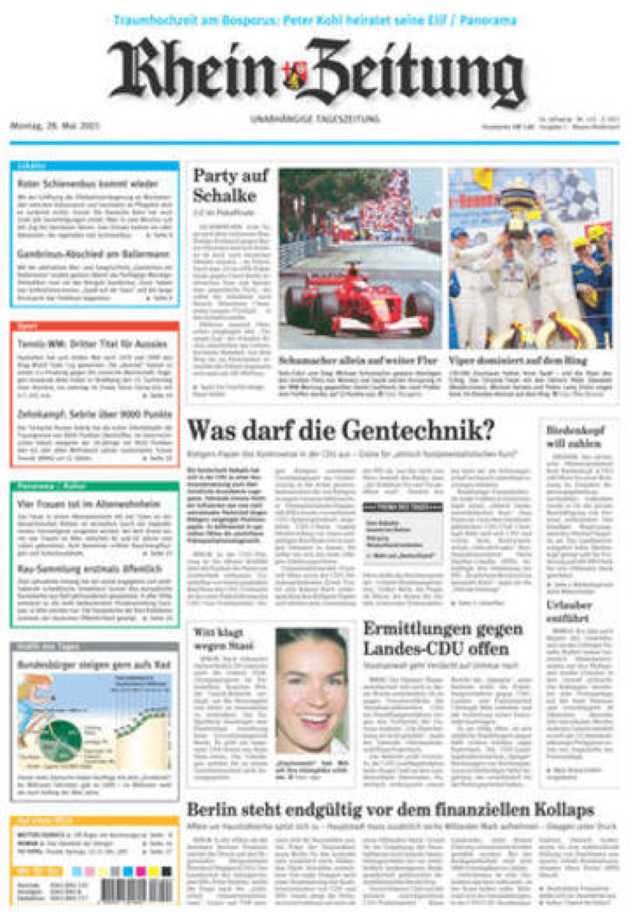 Rhein-Zeitung Andernach & Mayen vom Montag, 28.05.2001