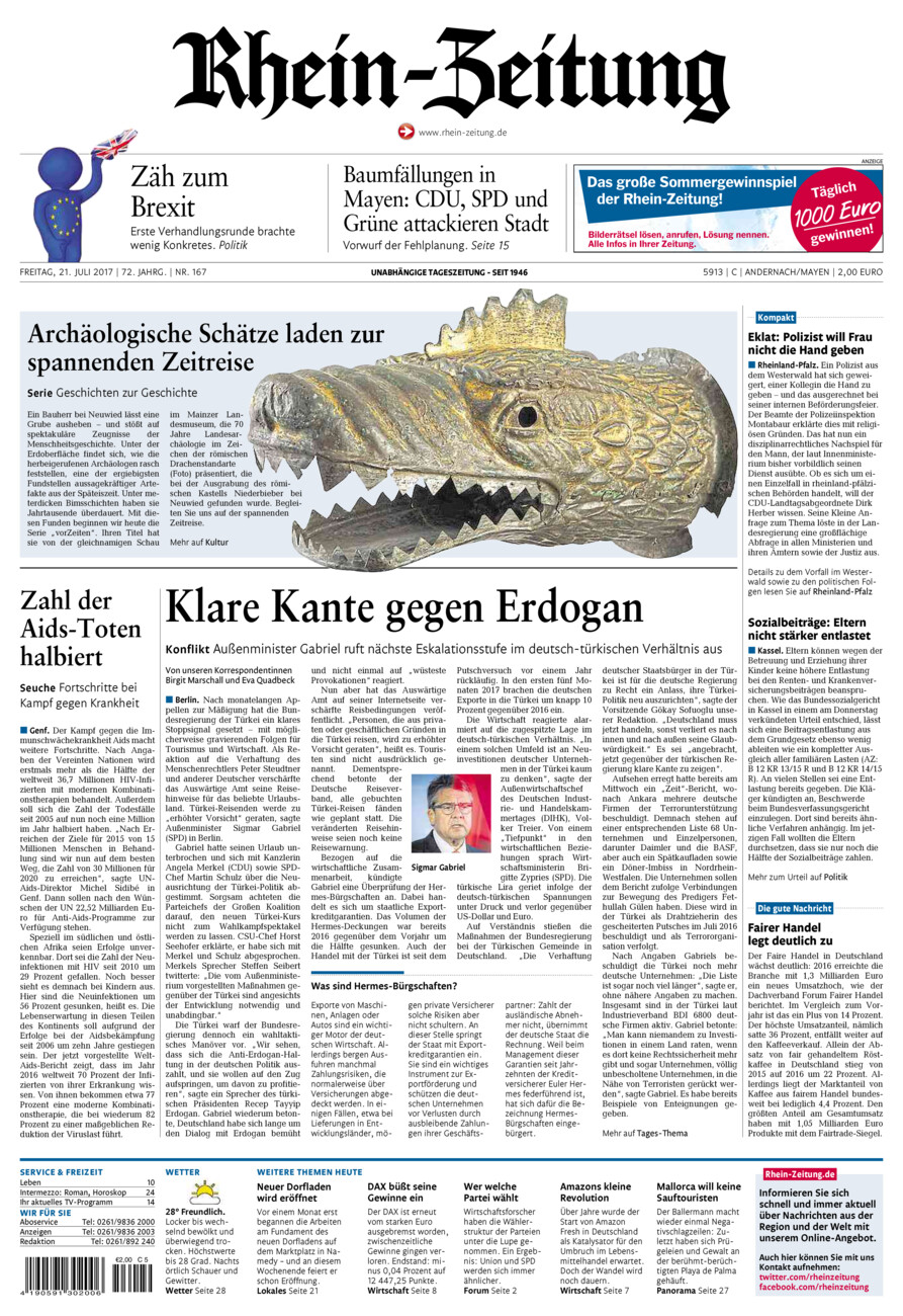 Rhein-Zeitung Andernach & Mayen vom Freitag, 21.07.2017