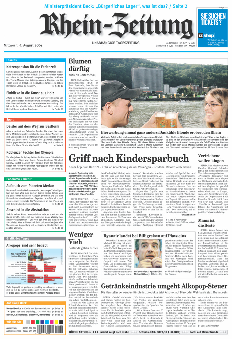 Rhein-Zeitung Andernach & Mayen vom Mittwoch, 04.08.2004