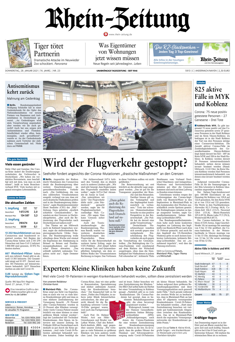 Rhein-Zeitung Andernach & Mayen vom Donnerstag, 28.01.2021