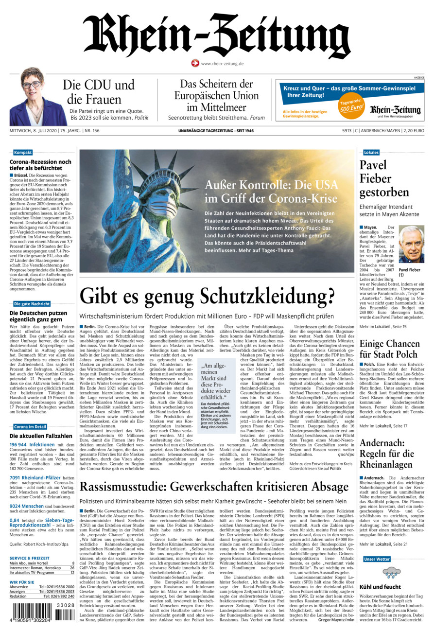 Rhein-Zeitung Andernach & Mayen vom Mittwoch, 08.07.2020
